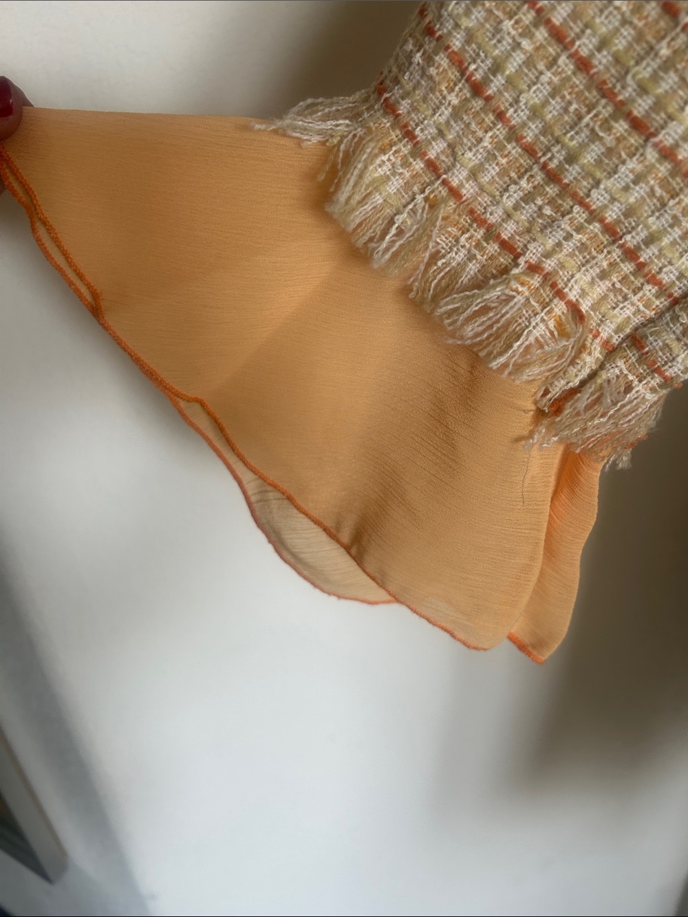 Womens Peach Ruffle Tweed Jacket & Coat - Picture 4 of 4